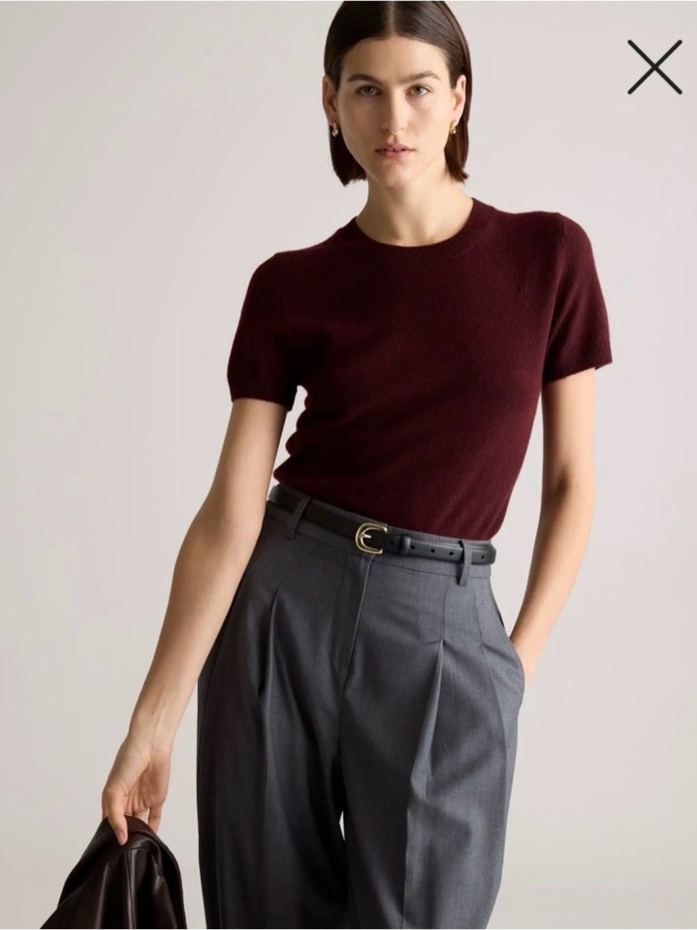 NWT Quince Cashmere Crewneck T-sz. M in Burgundy (sold out color)